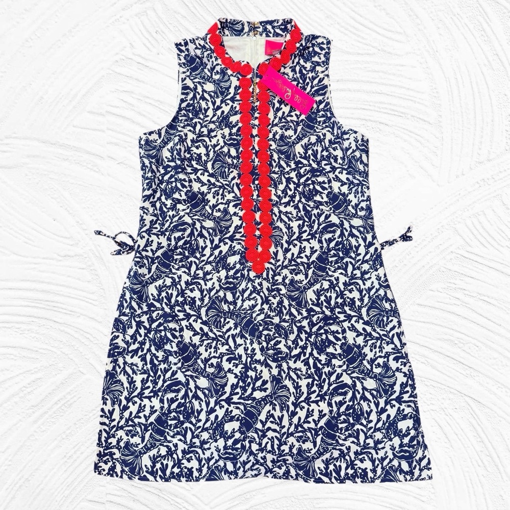 NWT Lilly Pulitzer Jonna Romper Dress Shorts Krillin It in Oyster Blue Bay 12